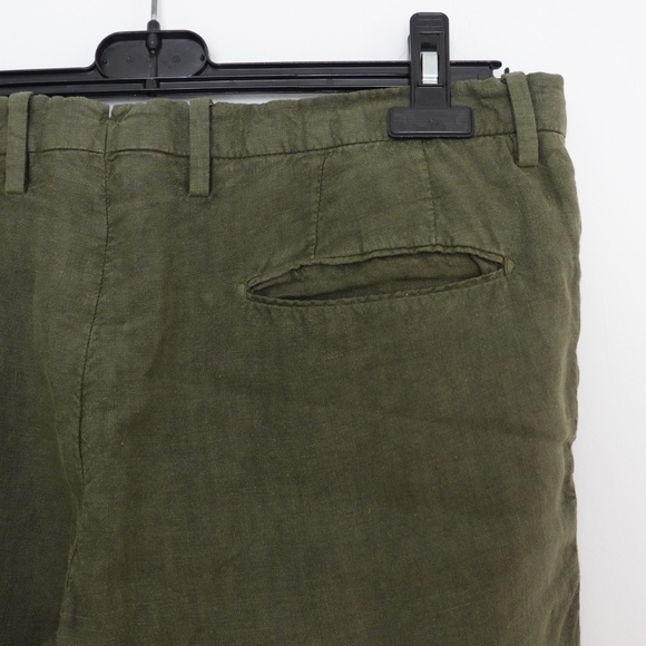 Boglioli Men's Italy 100% Linen Dark Green/Khaki Casual Pants Size US 34 - Picture 8 of 10
